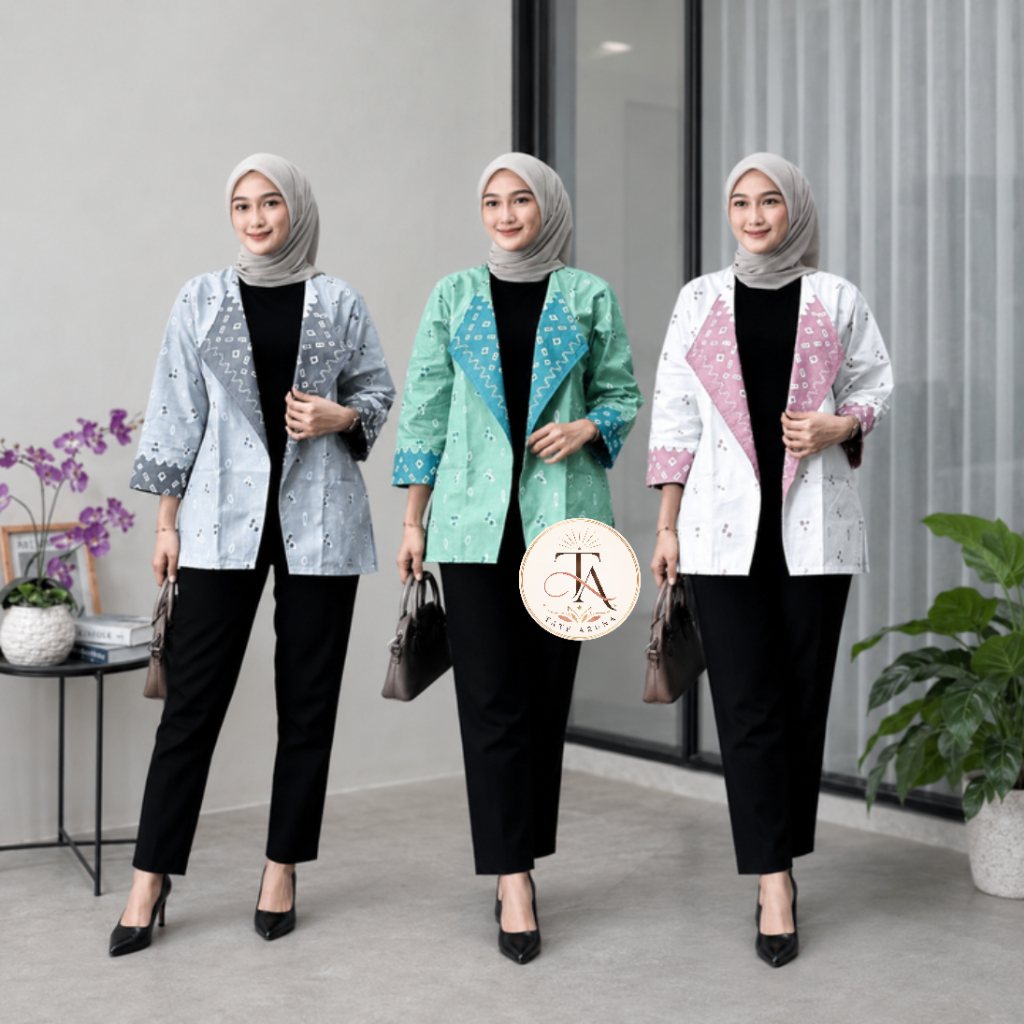 Blazer Batik Kimono Wanita Hijab Formal Kantor