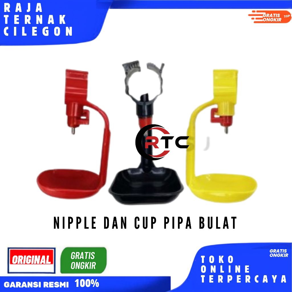 NIPLE BROILER NIPLE AYAM PIPA AIR 3/4 inchi BULAT - Tempat Minum Ayam Broiler ( 1 SET KOMPLIT)