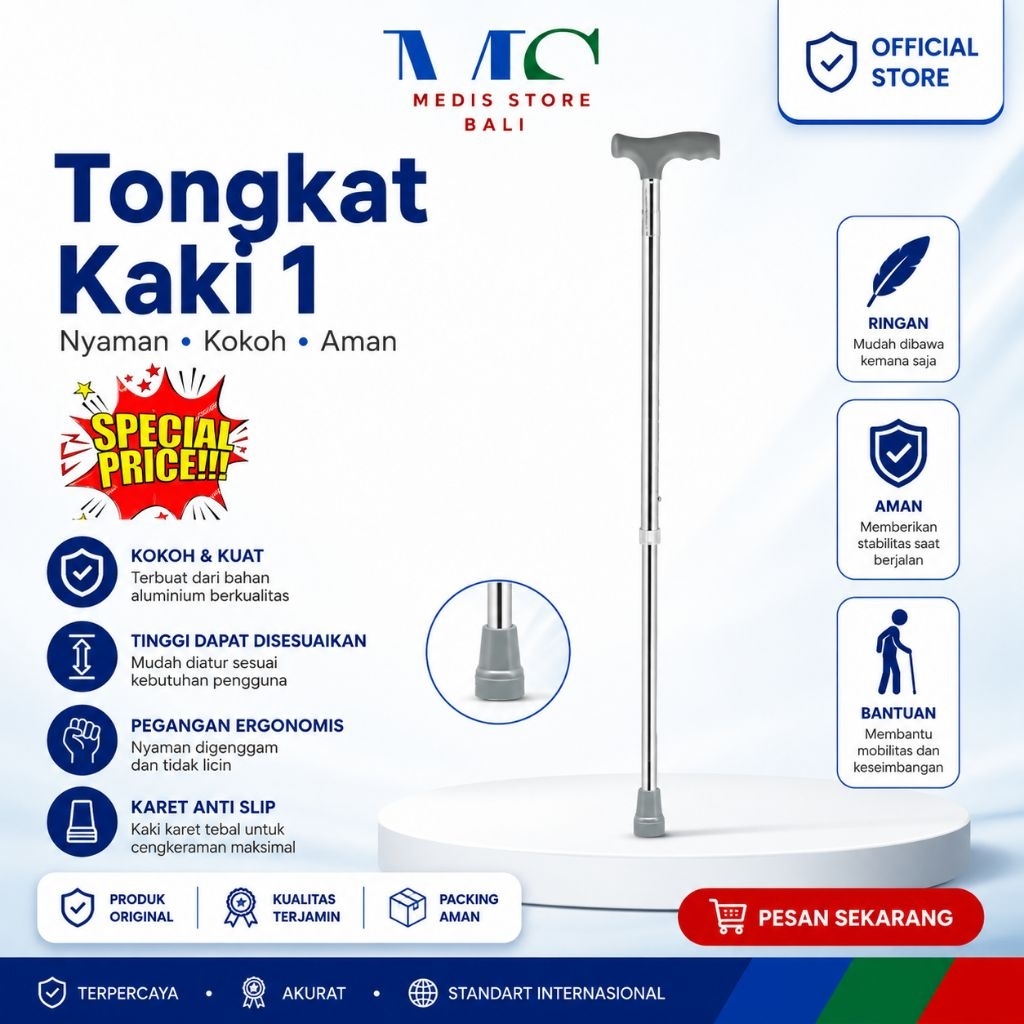 Tongkat kaki 1 | Tongkat kaki 1 gea | Tongkat lansia | Tongkat mendaki| walking stik