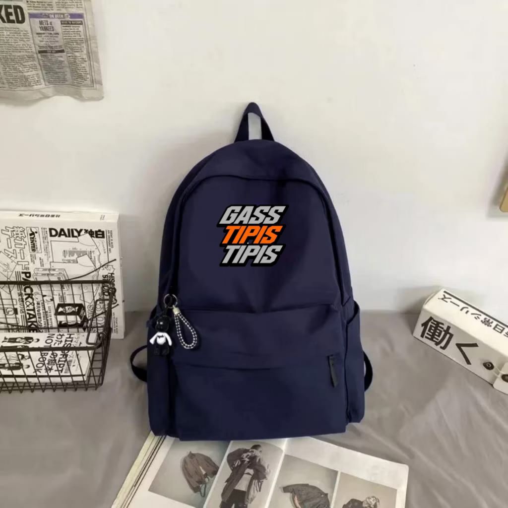 Tas Ransel Sekolah Simpel Motif (Gas tipis tipis) Pria Wanita