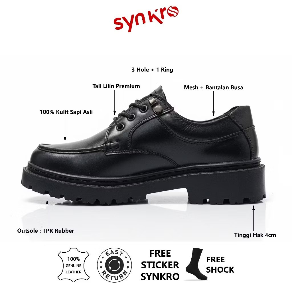 39-43 SYNKRO SATYA - Sepatu Original Kulit Sapi Sepatu Pria Oxford