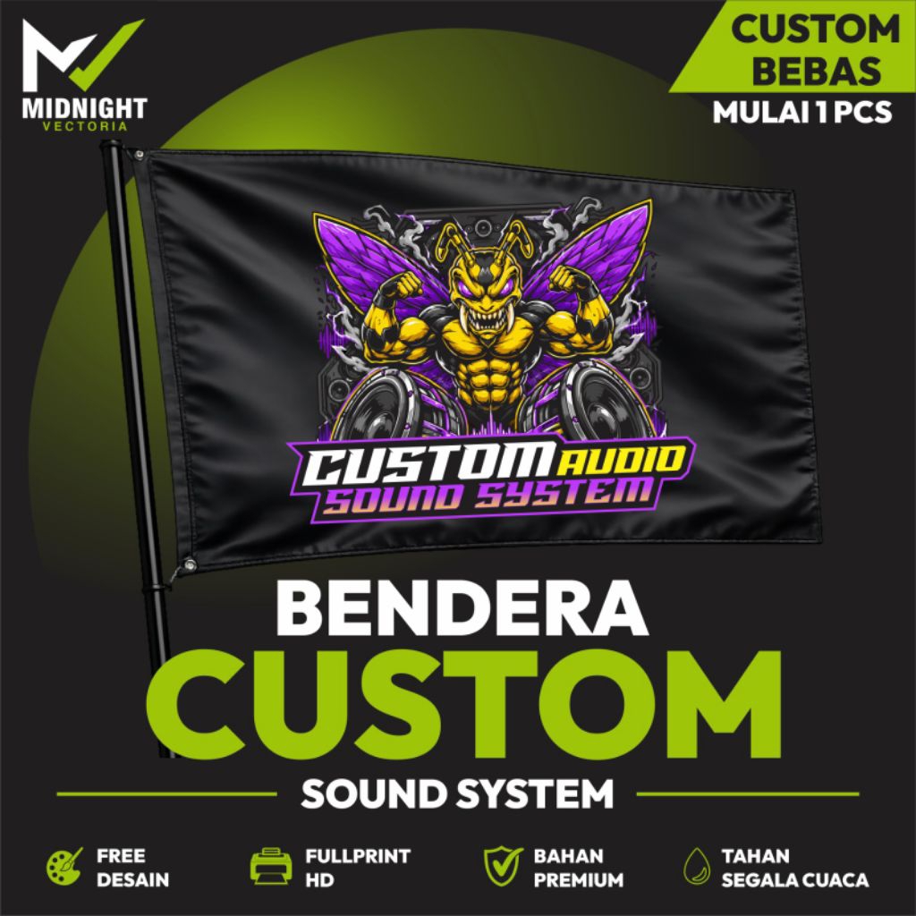 Bendera Sound Custom Strong Bee Bebas request Nama dan warna