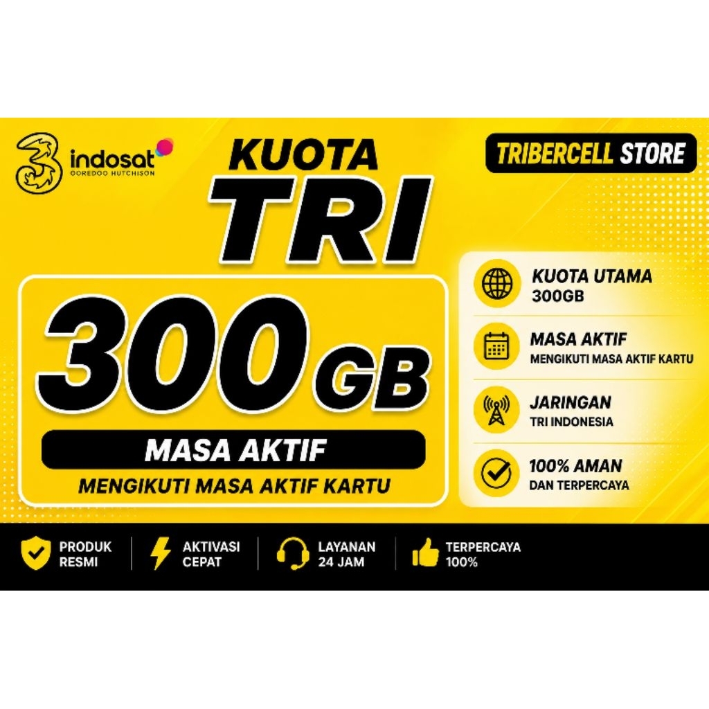 Promo kuota tri 300gb masa aktif mengikuti masa aktif kartu