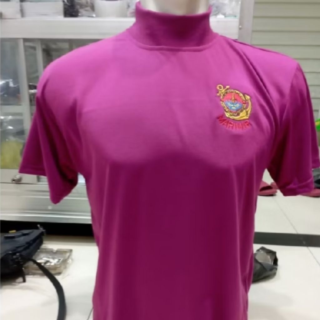 KAOS DALAM UNGU MARINIR,KAOS PENDEK UNGU MARINIR KERAH LEHER TINGGI