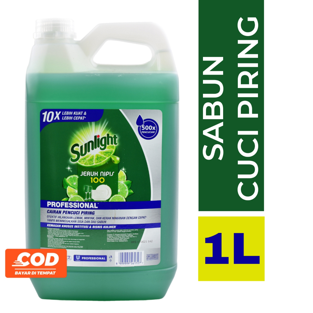 Sunlight Sabun Pencuci Piring 1 Liter Sabun Cair Aroma Jeruk Nipis Aa Clean and Clear1000 Ml