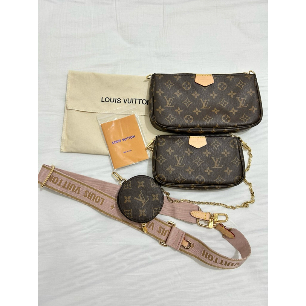 LIKE NEW LV Multi Pochette Pink Strap Complete Set