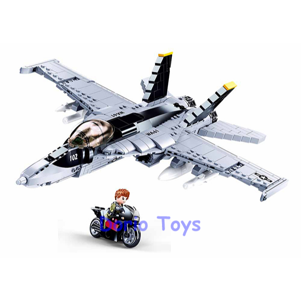 Sluban Brick Pesawat Jet Tentara - Kapal Terbang F/A-18E M38-B0928 Mainan Edukasi Anak
