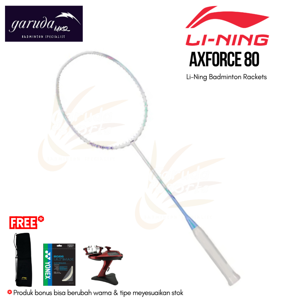 Raket Badminton Lining AXFORCE 80 NEW White Blue / Raket Lining AX FORCE 80 / Lining AX FORCE 80 / L