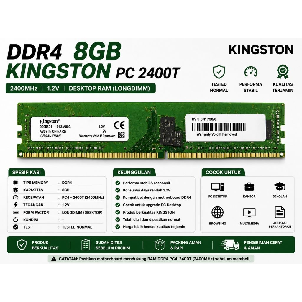 DDR4 8GB KINGSTON PC 2400T
