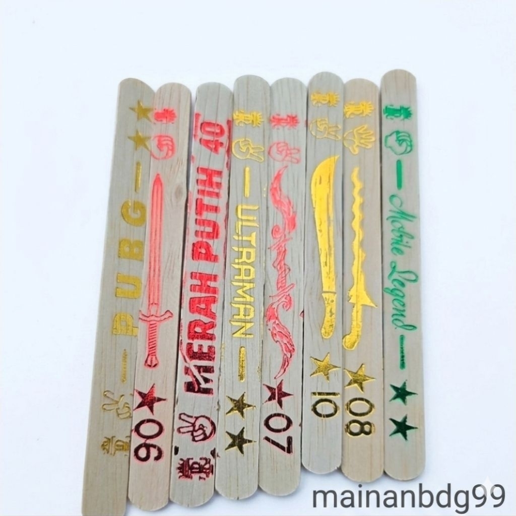 stik sablon metalik glitter emas adu gebrak 80 pcs / mainan stik kayu adu