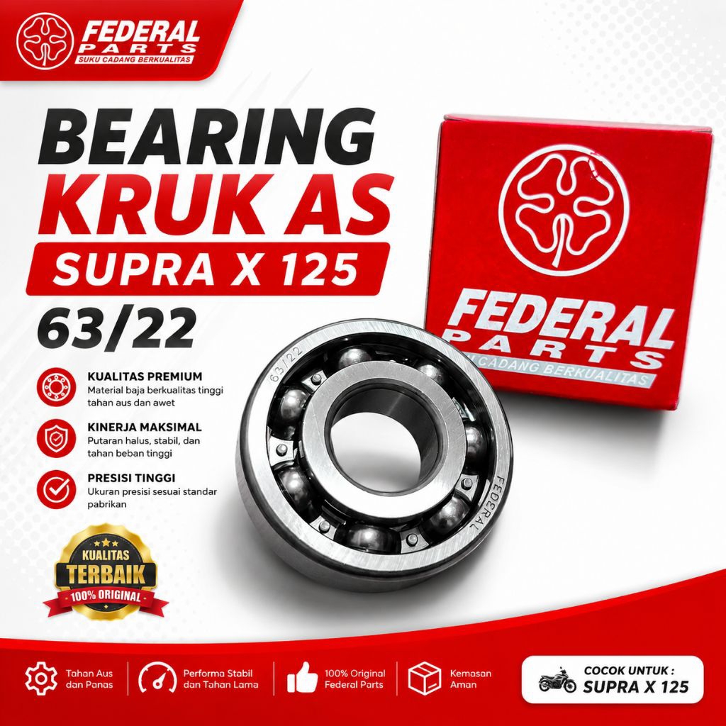 Bearing Kruk As Supra X 125 63/22 Federal Parts Original | Bearing Crankshaft Supra 125 FP-63/22