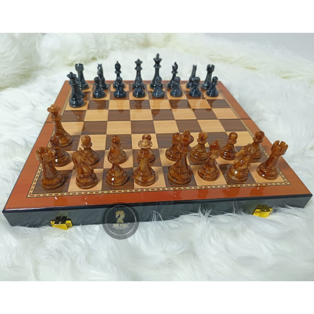 Papan Catur Kayu Premium Biji Plastik ABS Bercorak Marmer - The Roman Empire