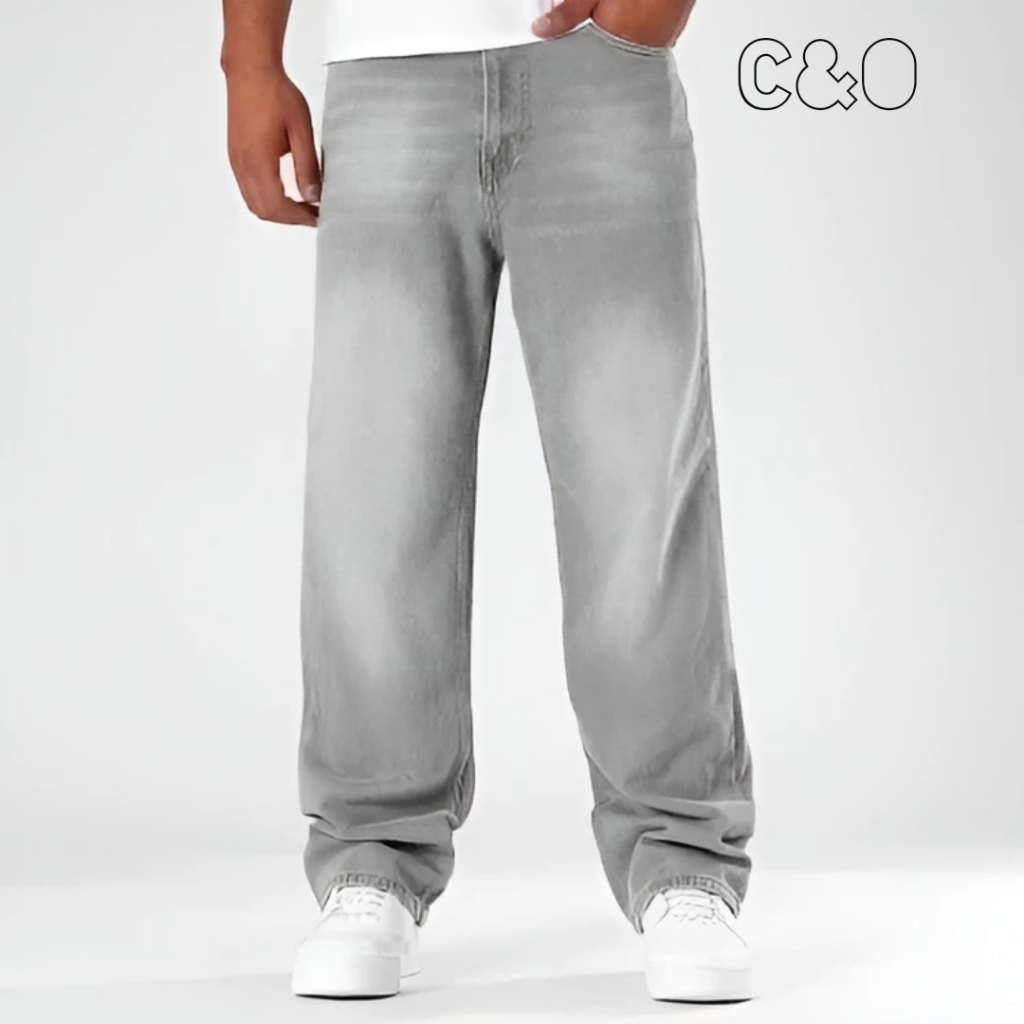 Celana Jeans Pria Baggy Loose Fit Celana Jeans Pria Washed Loose Pants Celana Baggy Jeans Pria/