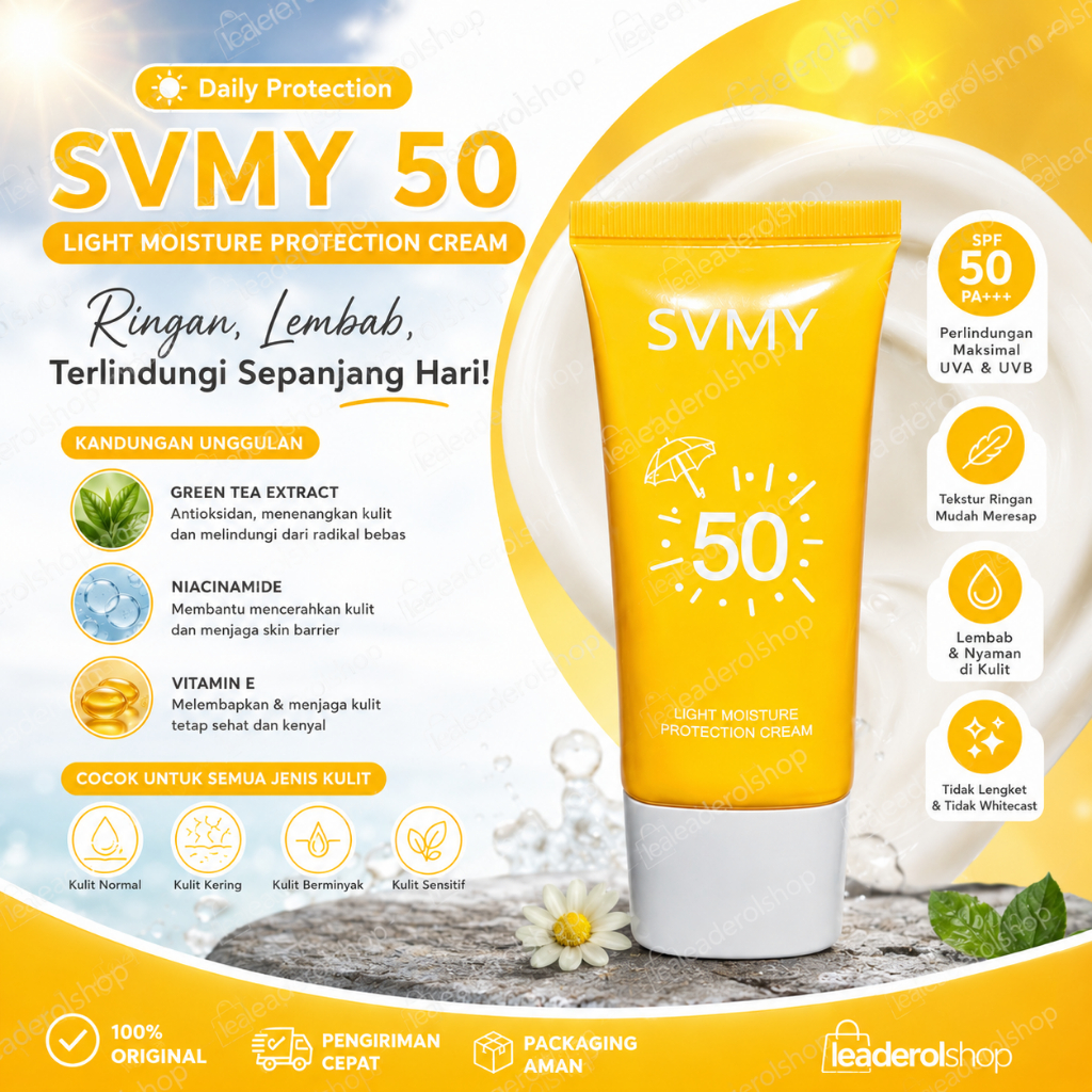 SVMY Sunscreen SPF 50 PA+++ Pelembap Wajah UV Protection Ringan Tidak Lengket