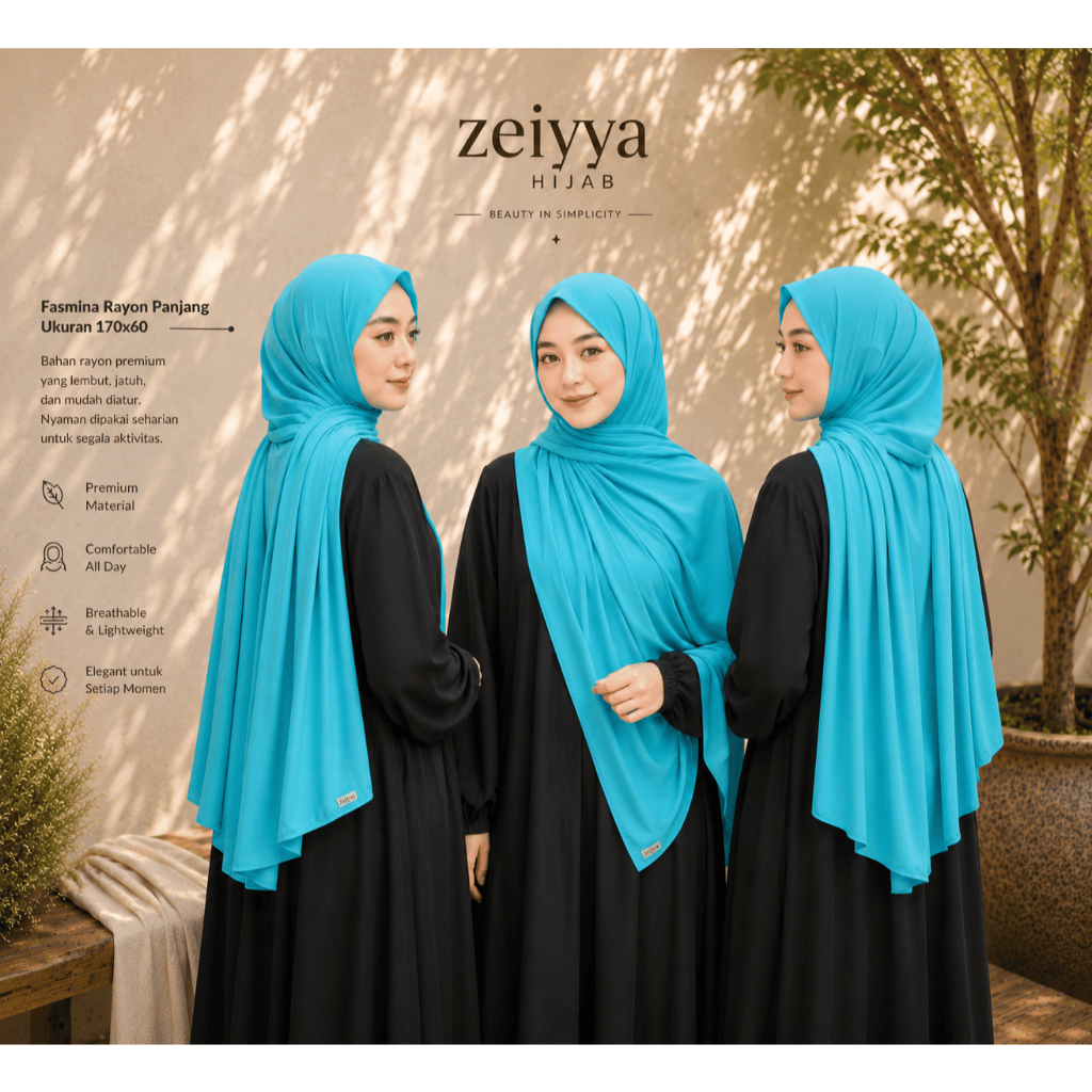 PASHIMINA KAOS RAYON PREMIUM WARNA BIRU TOSCA / PASHMINA KAOS RAYON PANJANG BIRU TOSCA