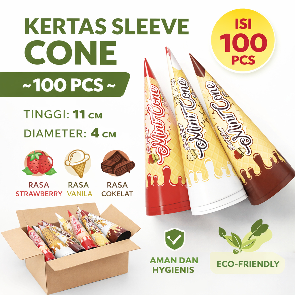 Kemasan Cone Ice Cream Mini Cone Kertas Cone Ice Cream Cone Bungkus Eskrim Korneto Bungkus Contong E