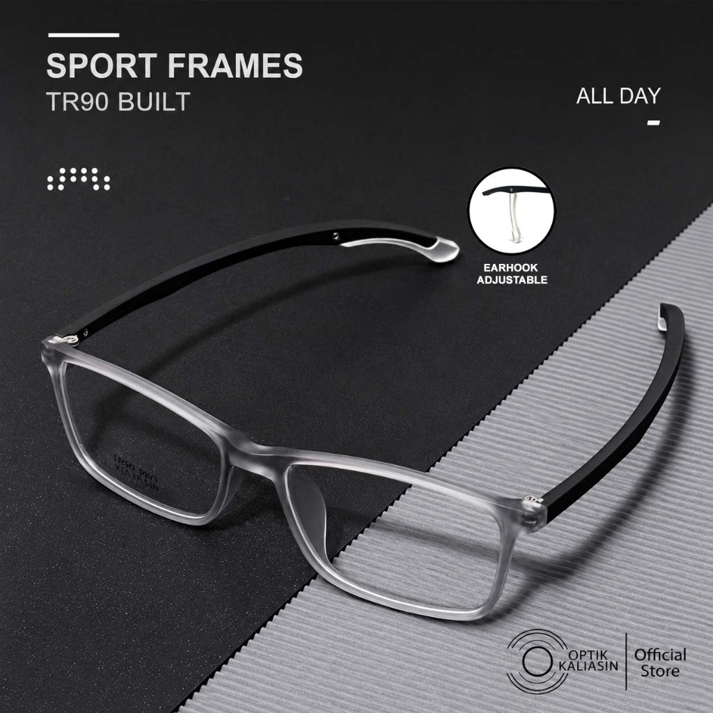 OPTIK KALIASIN - Frame kacamata pria wanita sport olahraga kotak square lentur tr90 full frame minus