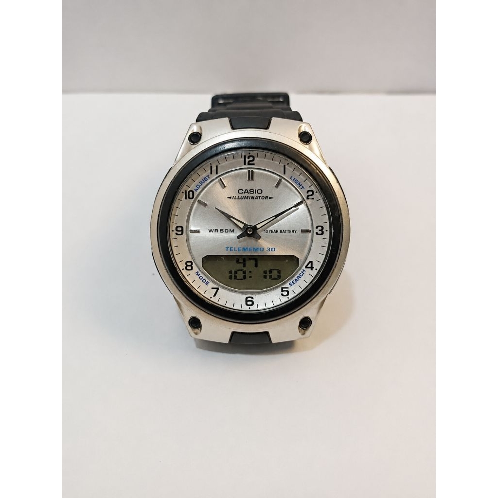 Casio AW-80 Original Analog Digital Telememo World Time WR50M Jam Tangan Pria