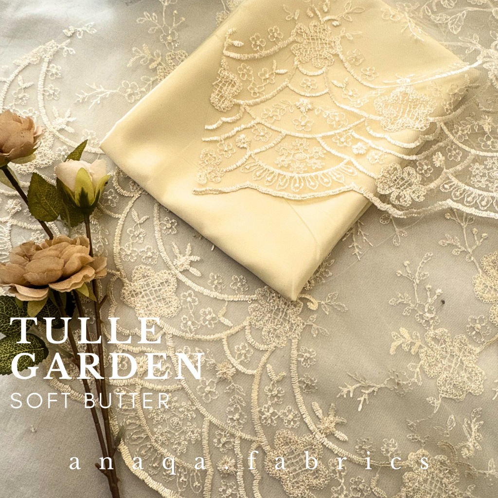 Kain Brukat Tulle Garden PREMIUM // Brokat Tile Prancis bahan Kebaya Motif