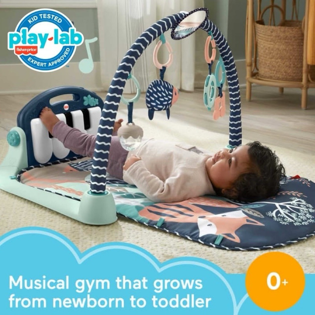 (Preloved) Fisher-Price Kick & Play Piano Gym Navy-Matras