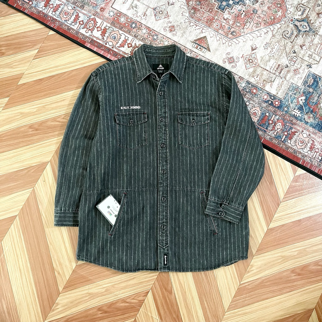 Jacket Jeans Parka AIRWALK Darkgrey Stripe BIGSIZE