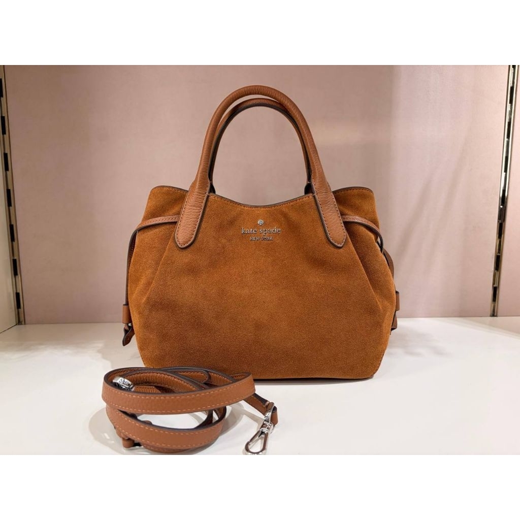 tas wanita KS dumpling small satchel suede warm gingerbread