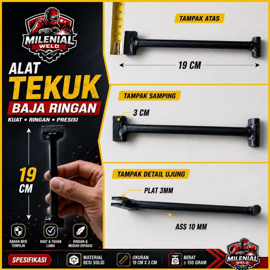alat penekuk baja ringan plat strip 2 mm, 3mm