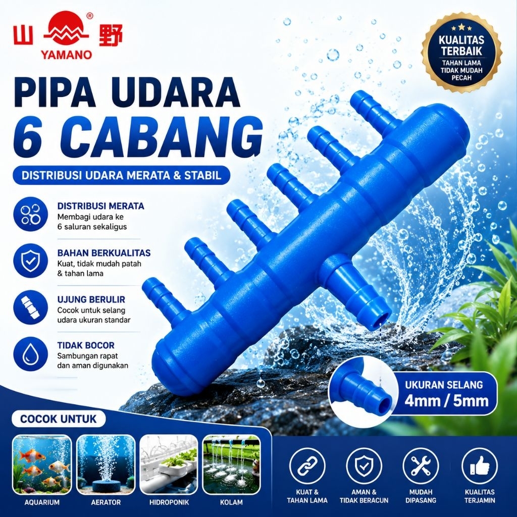 Pipa Pembagi Cabang Aerator 6 Lubang