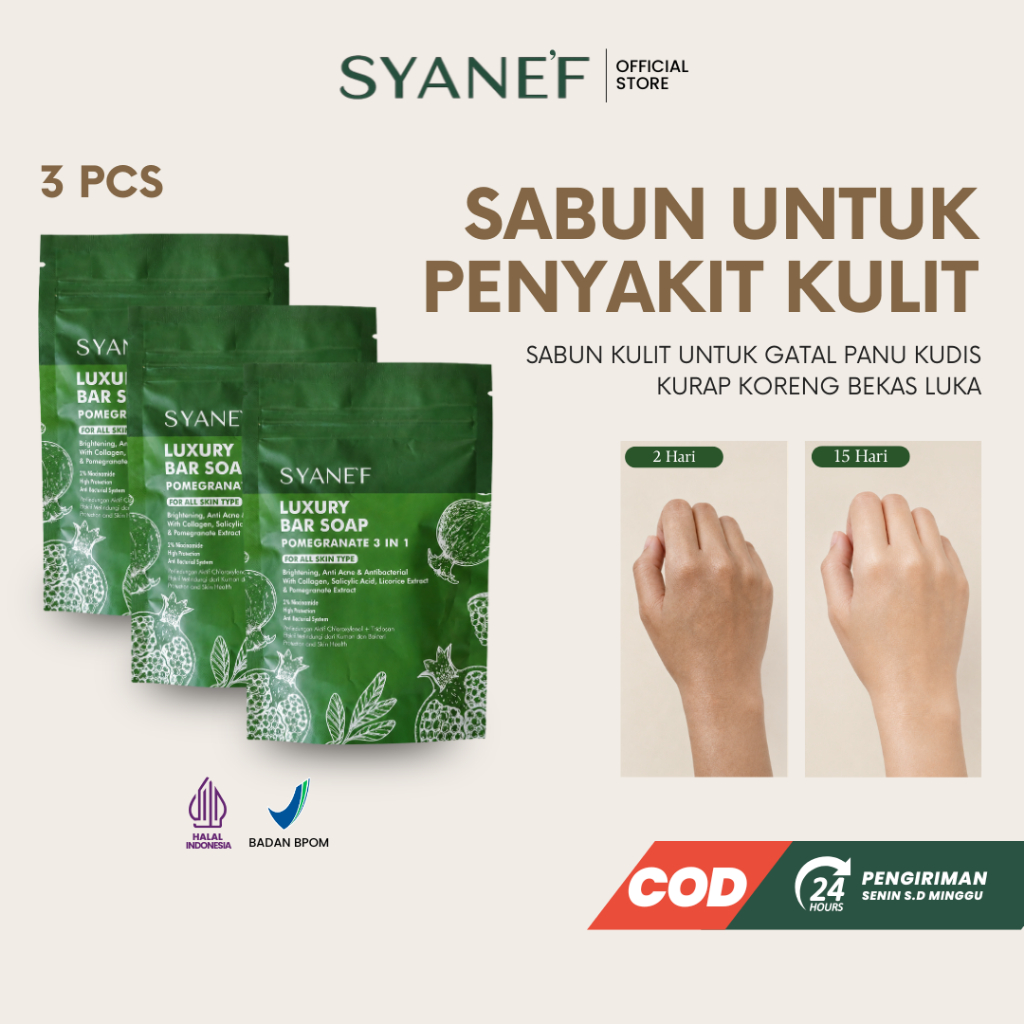 3pcs Sabun Kulit Untuk Gatal Panu Kudis Kurap Koreng Bekas Luka