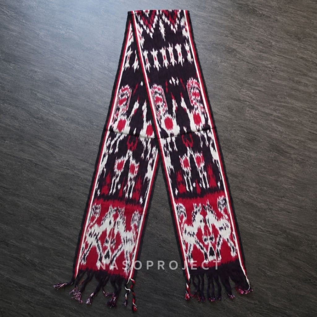Syal Lebar 20 cm Scarf Selendang Tenun Etnik Motif Sumba NTT