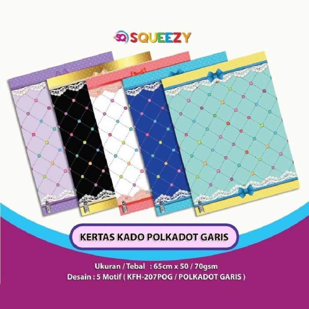 Kertas Kado motif Polkadot Garis