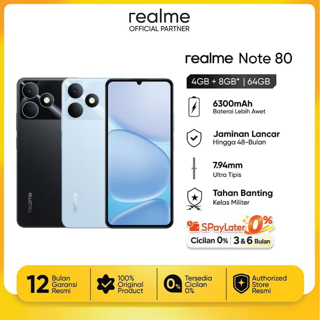 Realmi Note 80  Ram 4/128GB Garansi Resmi 1 Tahun 100% Original
