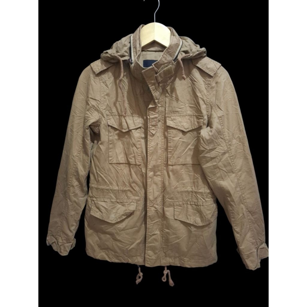 JAKET SEMI PARKA MODEL TACTIKAL M65 WARNA COKLAT BAHAN KATUN MEREK UGIZ SIZE S