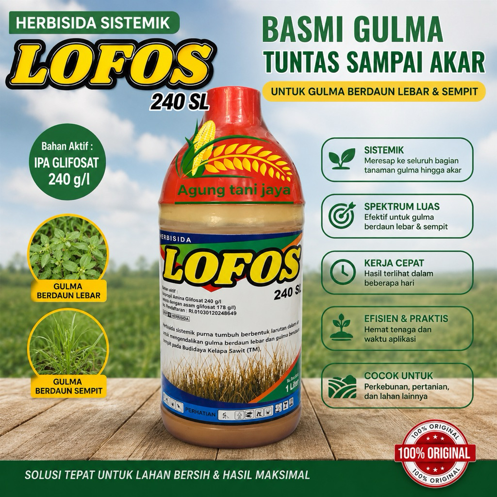 herbisida rumput daun sempit & lebar  lofos 240sl 1Liter