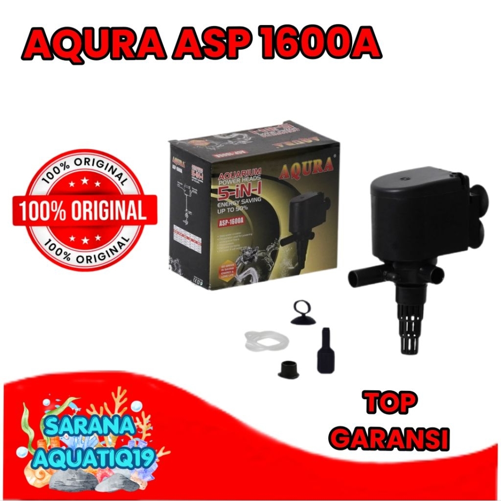 POMPA CELUP AQUARIUM AQURA ASP 1200A 1600A 1800A POWER HEAD AQUARIUM