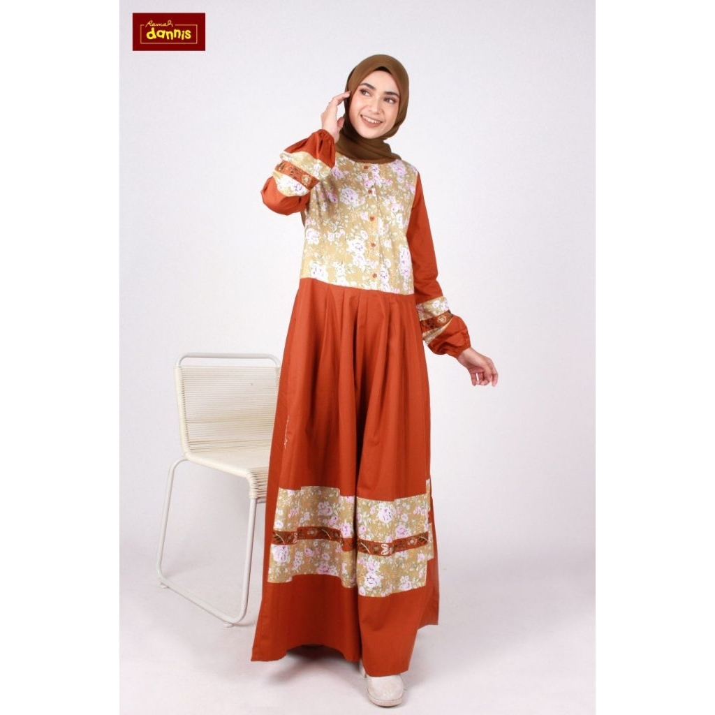 SIZE S PROMO ABAYA DEWASA DANNIS A220101 WARNA ORANGE / ABAYA DANNIS / GAMIS DANNIS / ABAYA MUSLIM /