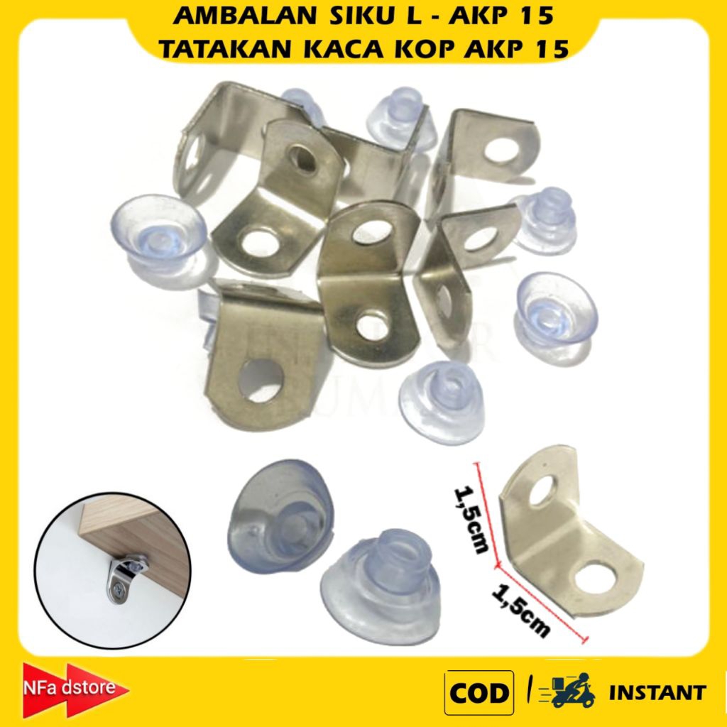 Ambalan Cop Akp 15 Kaca Skrup Ambalan Siku L Penyangga Siku Kop Kaca