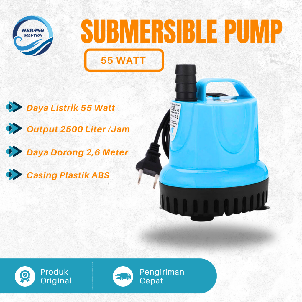 Pompa Air Celup Kolam Pompa Akuarium 55 Watt Mesin Air Submersible Pompa Kolam Sirkulasi Air Terjun