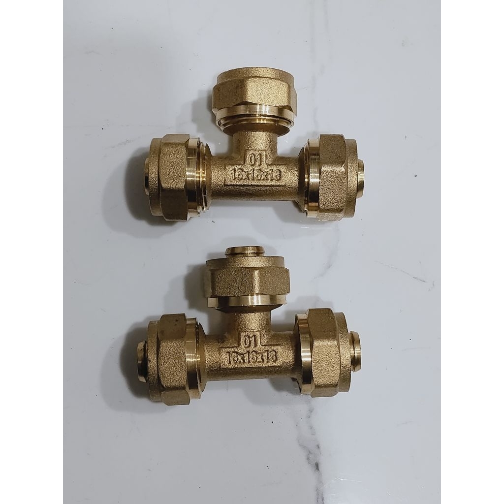 Tee Sambungan Pipa Air Panas Kuningan 1/2 inch / Sambungan Air Panas T 16