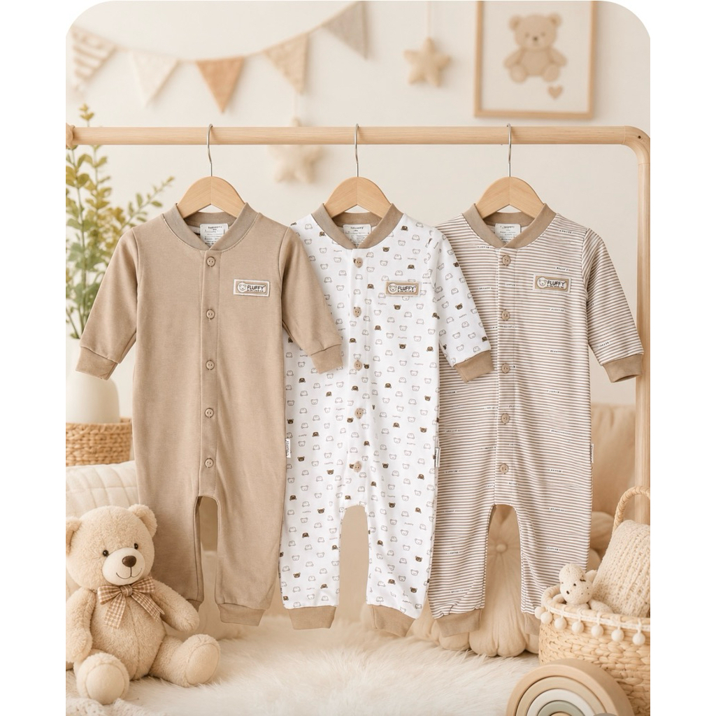 FLUFFY sleepsuit bayi newborn merk fluffy fluffy baby wear baju bayi fluffy UKURAN S