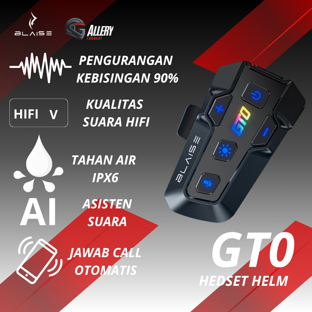 BLAISE GT0 Headset Helm Bluetooth Headset Mic Hard Mic dan Soft Mic Headset Bluetooth Helm Motor