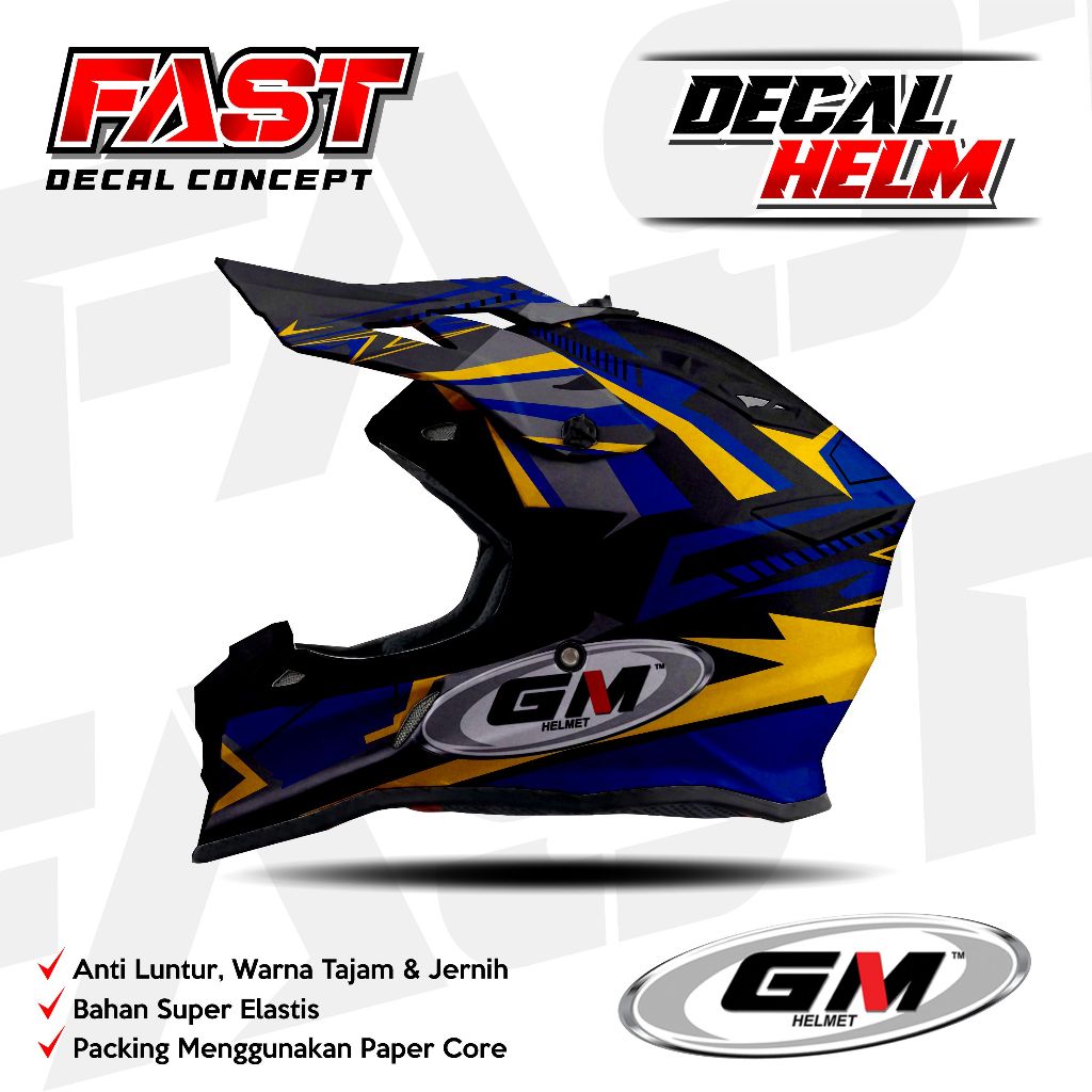 Decal stiker helm GM Cross Fullface  Motif absrak Racing Livery HELM GM Simpel Design Sticker Helm A