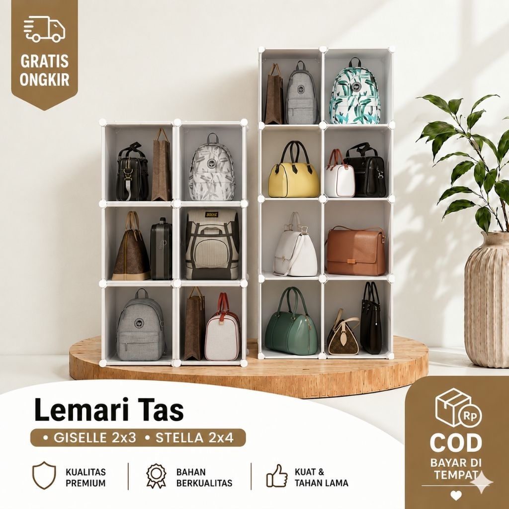A - LEMARI TAS PLASTIK RAK TAS PLASTIK TAS STORAGE LEMARI  TAS SERBAGUNA / STELLA GISELLE