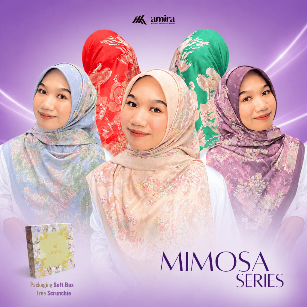 Amira - MIMOSA Voal Printing Motif Hijab Segiempat Lasercut Premium Square Syar'i Free Box