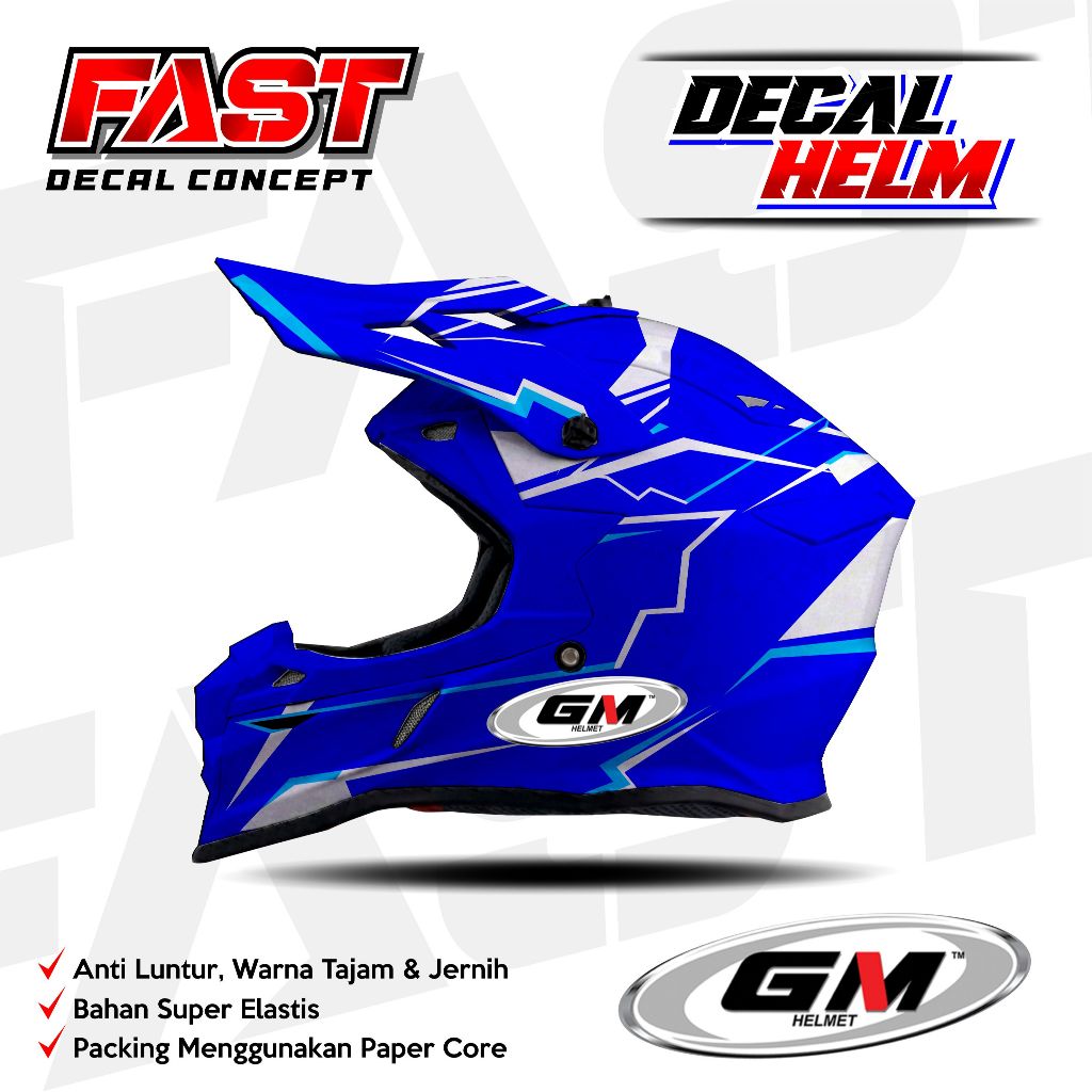 Decal stiker helm GM Cross Fullface  Motif absrak Racing Livery HELM GM Simpel Design Sticker Helm A