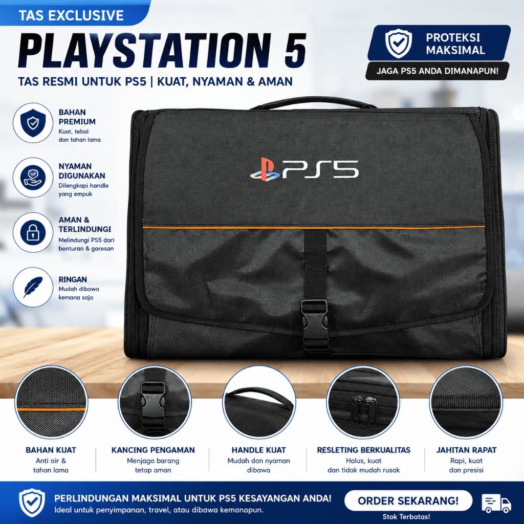 Tas Playstation 5 Tebal / with Disk | Bag PlayStation 5 | Tas PS | Gaming Bag | Tas Gaming/Travel Ba