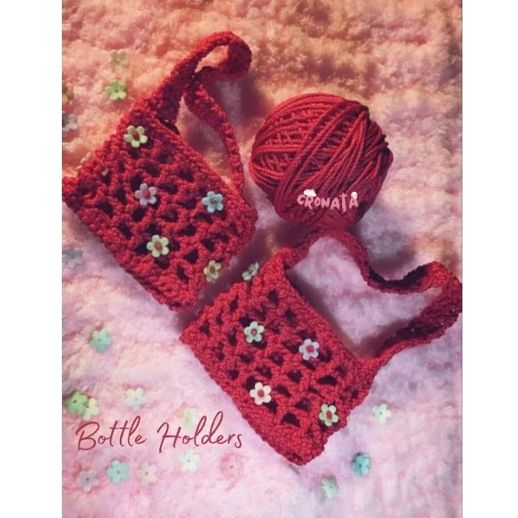 Fuchsia Crochet Bottle Holder || Sarung Botol Rajut Fuchsia