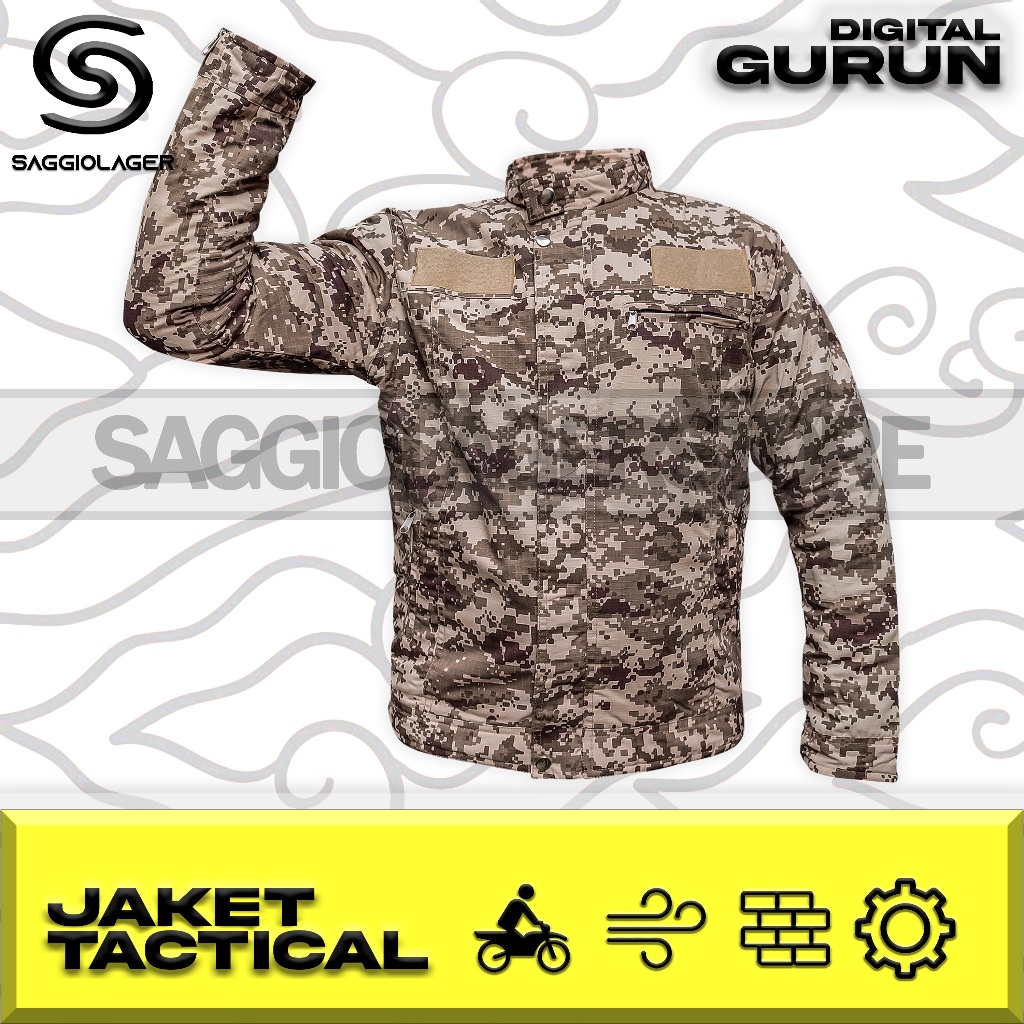 Jaket Tactical Loreng Digital Gurun Pria Outdoor Lapangan Touring Army