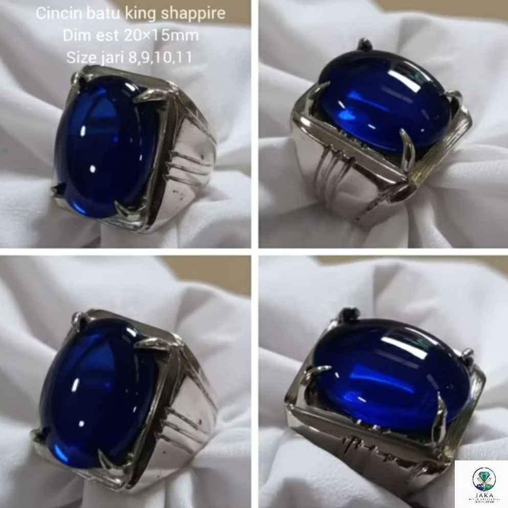 cincin pria mewah king safir dep blue ring monel jumbo