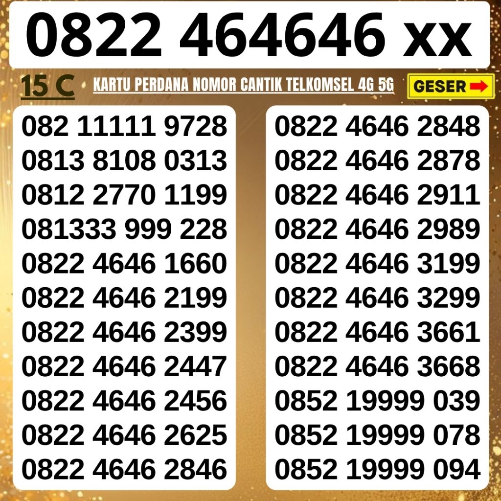NOMOR CANTIK SIMPATI SUPER 46464 NOMOR 11 digit 12digit TELKOMSEL 4G 5G NOCAN SIMPATI NOMER TELKOMSE
